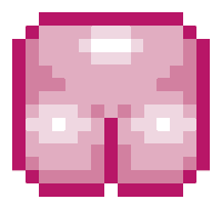 a pixel art of a pair of pink shorts on a white background .