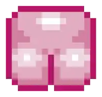 a pixel art of a pair of pink shorts on a white background .
