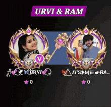 urvi and ram are shown on a purple emblem