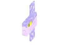 a pixel art of a purple and yellow object with a white background