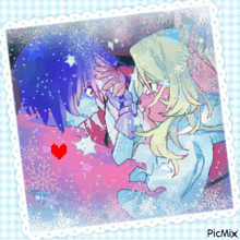 a picture of a boy and a girl with a heart and picmix written on the bottom right