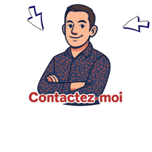 a cartoon of a man with his arms crossed and the words contactez-moi morgan moignoux