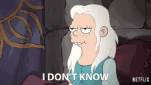 a cartoon character says " i don 't know " in a netflix ad