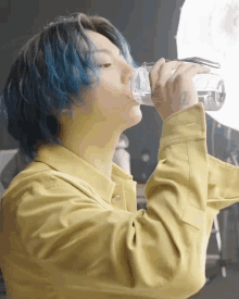Jungkook Blue Hair Jk GIF - Jungkook Blue Hair Jk Drinking Water GIFs