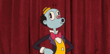 a cartoon character wearing a bow tie and a hat