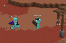 two minecraft characters are standing next to each other and one has the name nezoshoki on his head