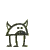 a black and white drawing of a cat with horns on its head and legs .