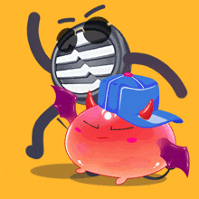 a cartoon character with sunglasses and a hat that says hold on it