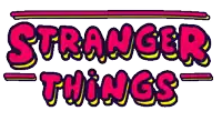 a colorful logo for stranger things is shown on a white background