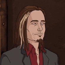 a cartoon man with long hair and a beard
