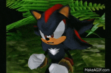 shadow the hedgehog from sonic the hedgehog is standing in the grass