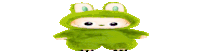 a pixel art of a person in a purple bunny costume