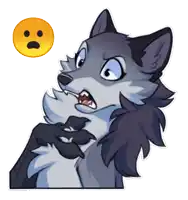 a cartoon drawing of a wolf with a surprised look on his face