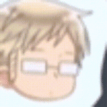 a close up of a cartoon character wearing glasses