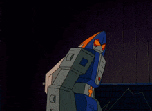 a robot with a cross on it 's chest is standing next to a man