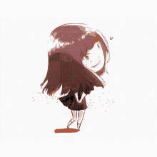 a cartoon drawing of a girl with long brown hair
