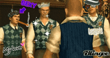 a group of men are standing next to each other in a room and one of them is wearing a crown .