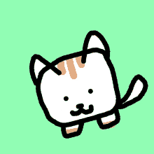 a drawing of a cat with orange stripes on its ears and tail