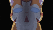 a drawing of a cat 's face with a blue eye