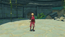 a person in a video game is holding a large sword