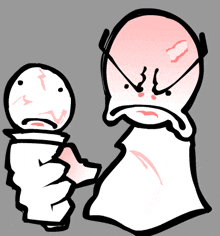a cartoon drawing of a man with glasses and a baby