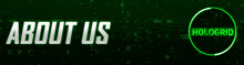 a green background with the words about us in white