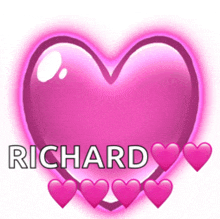 a pink heart with the name richard in white letters