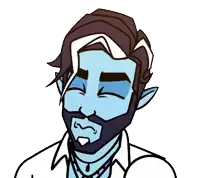 a drawing of a man with a beard and blue eyes