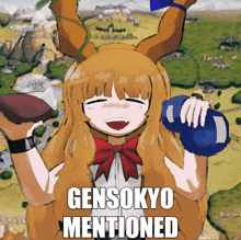 a cartoon of a girl with the words gensokyo mentioned behind her