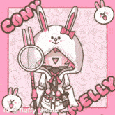 a cartoon drawing of a girl in a bunny costume with the name jelly on the bottom