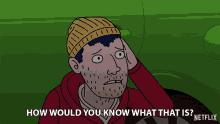 a cartoon of a man asking how would you know what that is from netflix