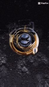 a computer generated image of a explosion with capcut written on the bottom
