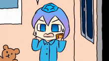 a cartoon drawing of a person talking on a phone