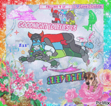 a colorful collage of cartoon characters with the words goodnight lovelies < 3