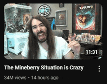 a video of a man with long hair and a beard has 34m views 14 hours ago