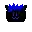 a pixel art of a monster with a purple face and a blue background .