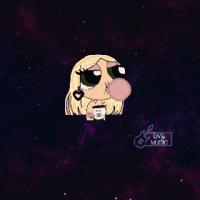 a cartoon girl blowing a bubble with the name kukis corazo on it