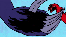 a cartoon drawing of a bird 's tail with sharp claws