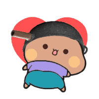 a cartoon character with a frying pan on his head and a heart behind him