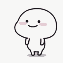 a cartoon character with a smile on his face is standing with his arms outstretched and smiling .