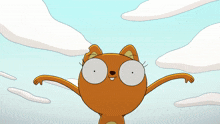 a cartoon cat is flying through the air