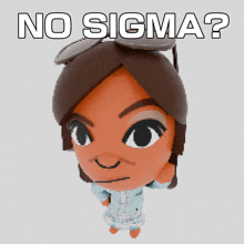 a cartoon character with the words " no sigma " above her head