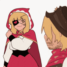 a cartoon of little red riding hood and a cowboy