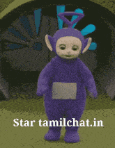 a picture of a purple teletubbies with the words star tamilchat.in underneath