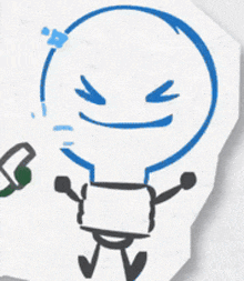 a drawing of a light bulb with arms and legs