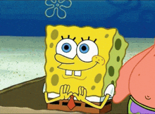 a cartoon of spongebob sitting next to patrick star