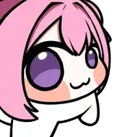 a cartoon girl with pink hair and purple eyes