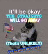 a picture of two cats hugging with the words " it 'll be okay the straights will go away "