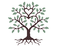 a tree with a heart shaped branch and roots