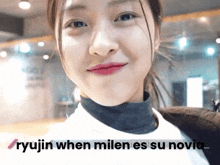 ryujin when milen es su novia is written below a woman 's face